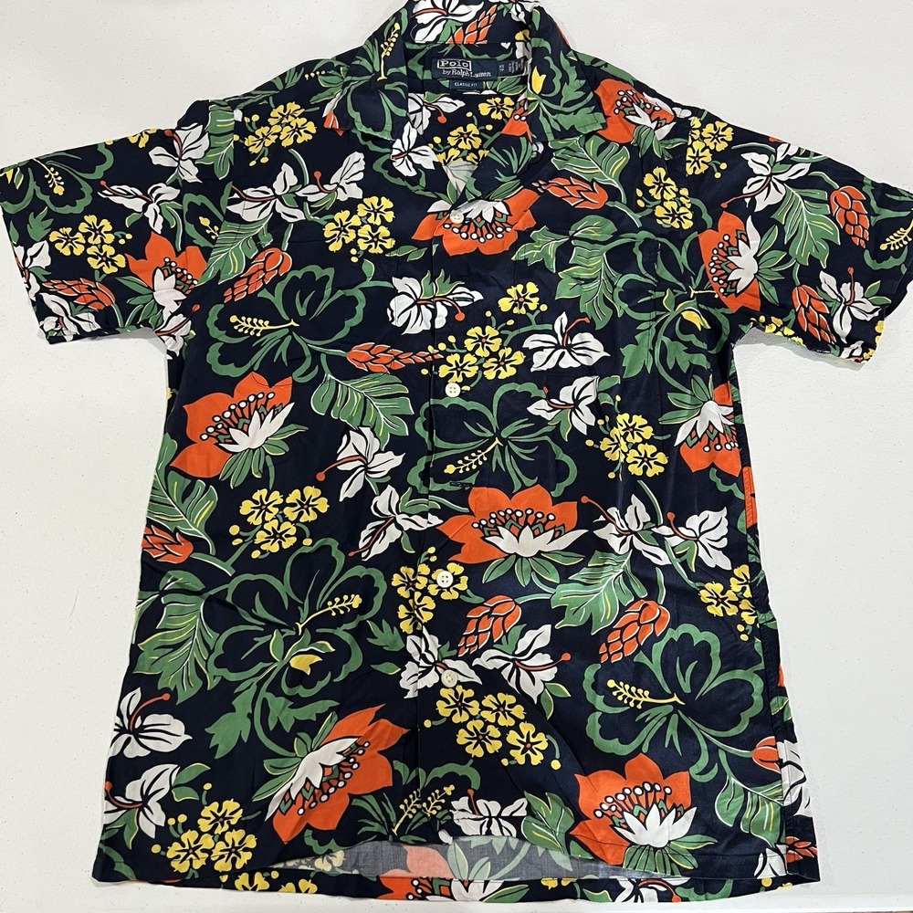 Polo Ralph Lauren Classic Fit Tropical Floral Hawaiian Camp Shirt Men's Sz XS